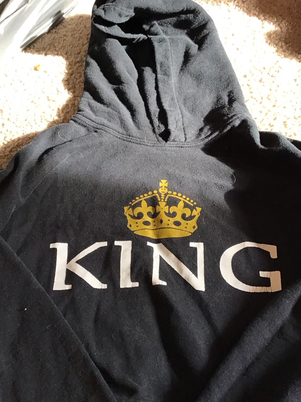 Gildan Black Crewneck Sweatshirt with Gold Crown and White KING Text